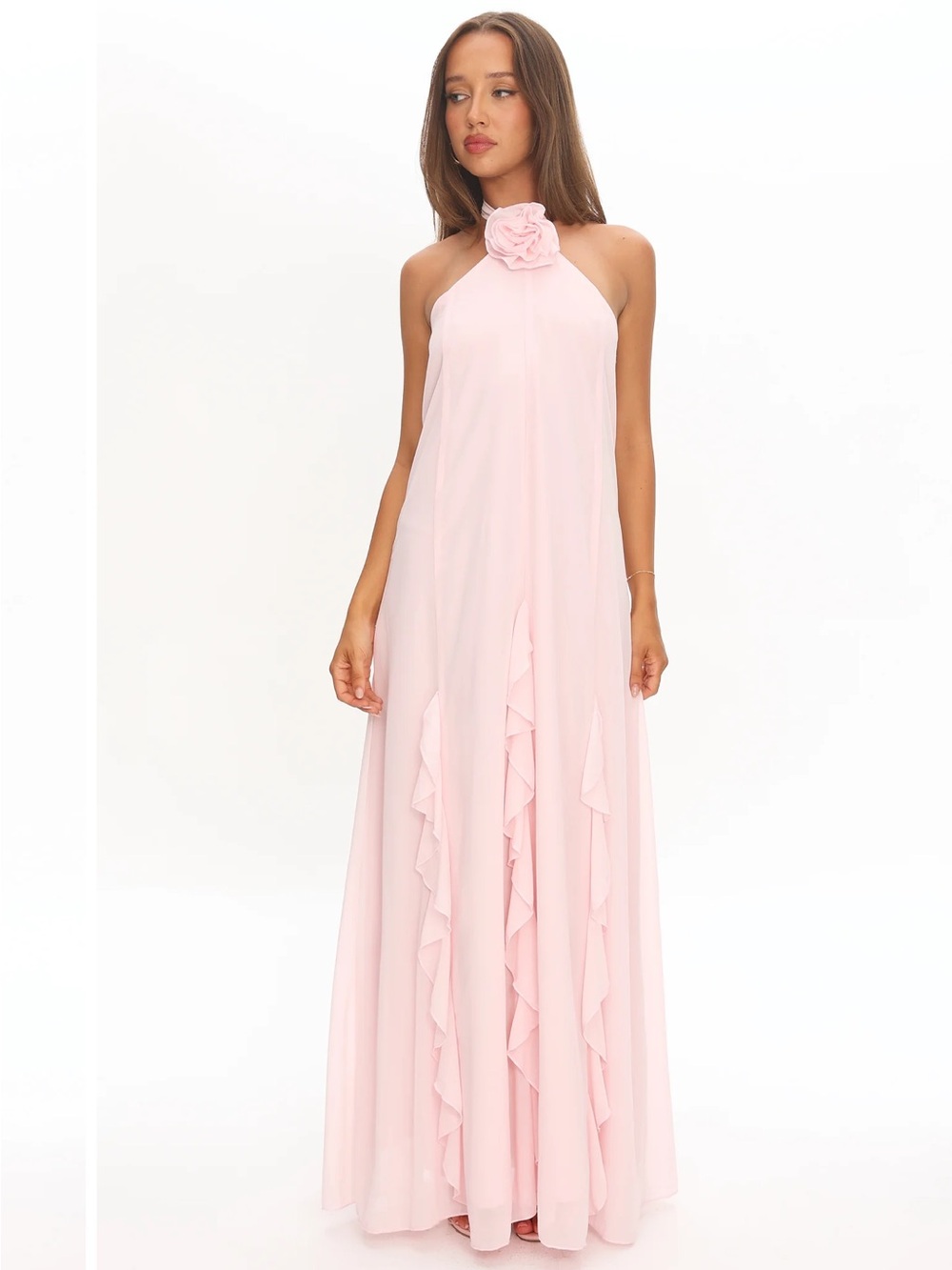 Lecce Halterneck Ruffle Maxi Dress